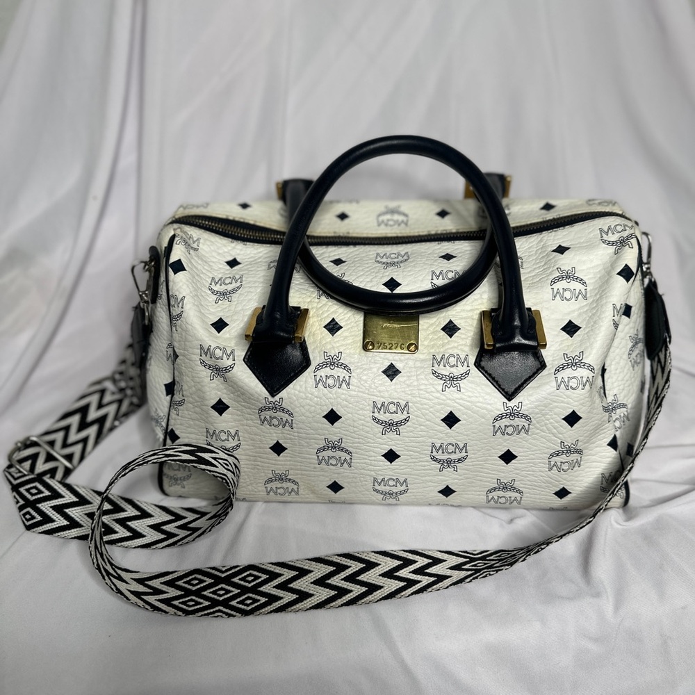 MCM White and Black Women's Bag